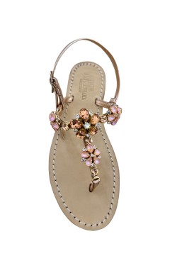 Sandali gioiello Fiorella color rame metallizzato