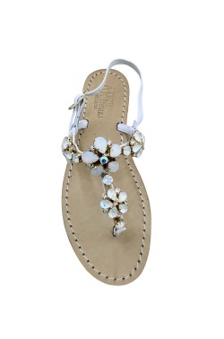 White  Coloured Jewel Sandal "Fiorella”