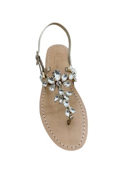 Platinum Coloured Jewel Sandal "Novella"