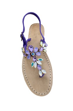 purple  Suede Novella  Model Sandal with swarovski cristal purple
