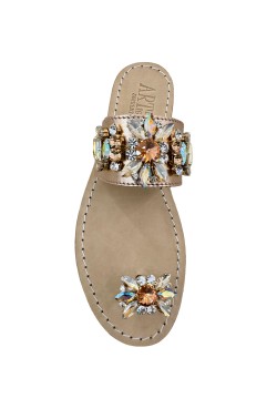 Sandali gioiello "Amanda" a fascia color rame e pietre rame