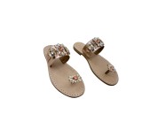 Sandali gioiello Valentina dito a fascia color platino e pietre blu