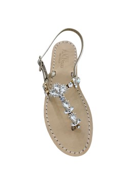 Platinum Coloured Jewel Sandal "Patty"