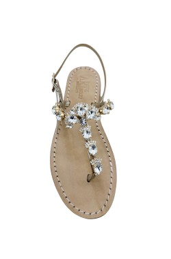 Sandali gioiello Flavia  color platino metallizzato