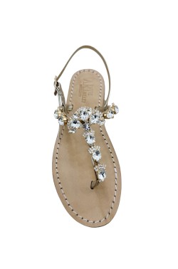 Sandali gioiello Flavia  color platino metallizzato