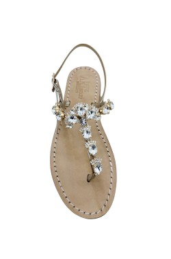 Platinum Coloured Jewel Sandal "Flavia"