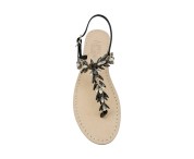 Sandali gioiello Loredana color platino con pietre color nero fumo