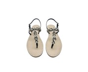 Sandali gioiello Loredana color platino con pietre color nero fumo