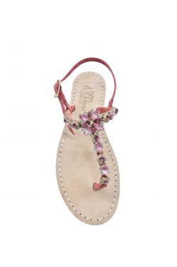 Sandali gioiello Sole color platino pietre blu