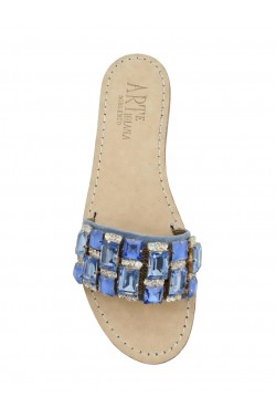 Jeans  Suede Slipper Model Sandal with swarovski cristal jeans