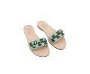 Pantofola scamosciata color nero con pietre swarovski nero fumo