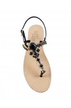 Black Coloured Jewel Sandal "Alessia"