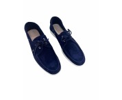 Moccasin "mare laci" suede calf leather blu