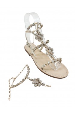 Jeans  Coloured "Gaia" Sandal with Ankle Bandage