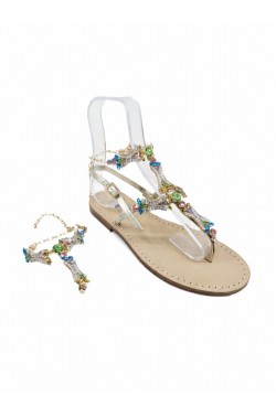 Multicolor Coloured "Noemi" Sandal with Ankle Bandage