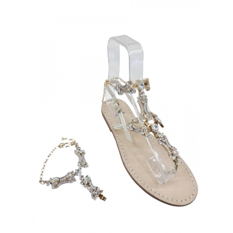 Gold Coloured "Noemi" Sandal with Ankle Bandage