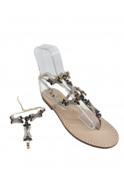 Black Coloured "Noemi" Sandal with Ankle Bandage