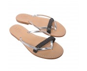 Sandali treccia a fascia color argento