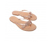 Sandali a fascia color rame con treccia  color rame