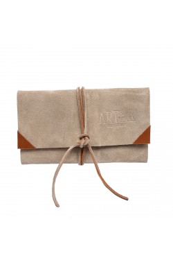 Beige Suede Calf Leather Wallet