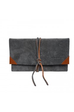 Grey Suede Calf Leather Wallet