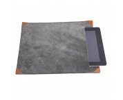 Porta-tablet in pelle scamosciata color grigio