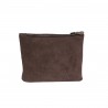 Choccolate Brown Suede calf leather hold everything case for men