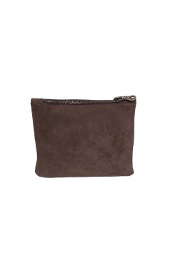 Choccolate Brown Suede Calf Leather Hold Everythiing Case