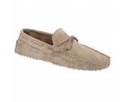 Mocassino scamosciato beige con laccetti