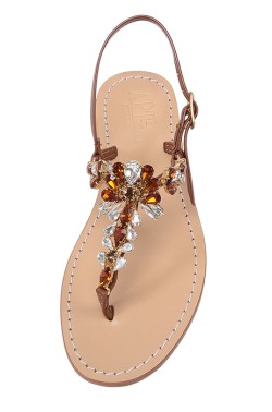 Leather Brown Jewel Sandal “Loredana”