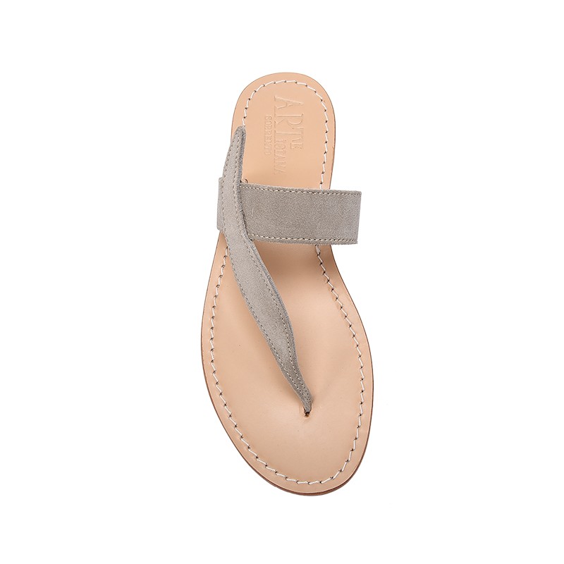 Sandalo semplice a foglia scamosciato color beige