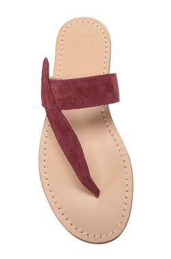 Bordeaux Basic Sandal with Leaf Shaped Strip