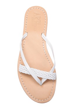 White Thongs Sandal with braid