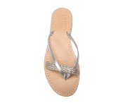Sandali a fascia color argento con treccia platino
