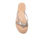 Sandali a fascia color argento con treccia platino
