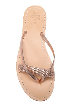 Sandali infradito color rame con treccia color rame