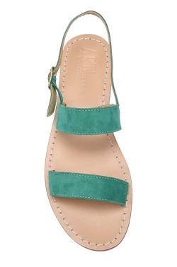 Sandali modello monacale scamosciati color verde