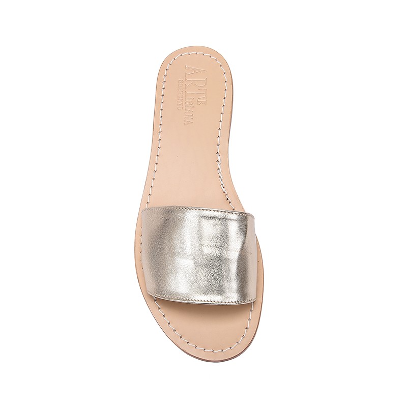 Pantofola fascia unica color platino