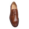 Classic leather brown college shoes mocassin model with strip