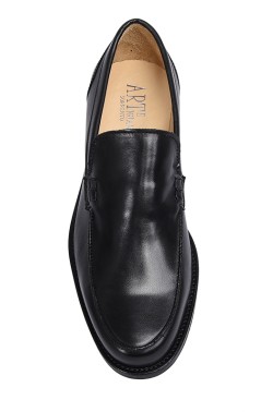 Classic black college shoes mocassin model without strip