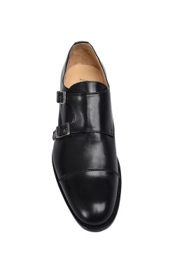 Classic black college shoes derby model with buckles