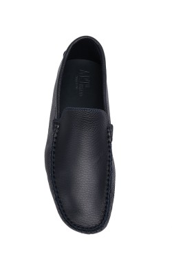 Mocassino blu in pelle