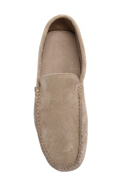 Beige Suede Mocassin in calf leather