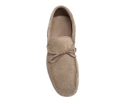 Mocassino scamosciato beige con laccetti